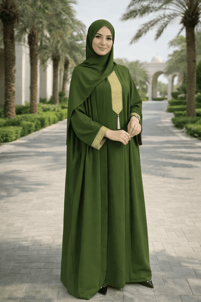 عباية فاخرة بتطريز راقٍ – عباية مع كيمونو وشال مجاني - Billamod