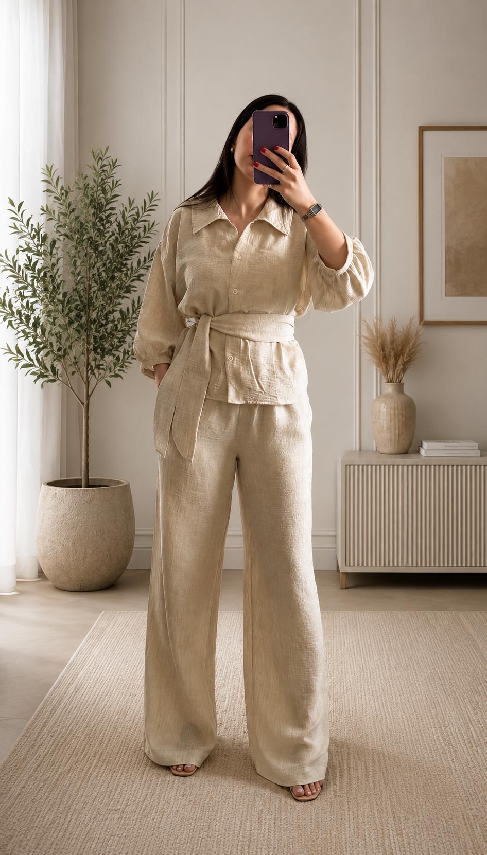 Ensemble moderne en lin 100% italien - اونسوبل أنيق بقصة عصرية - Billamod