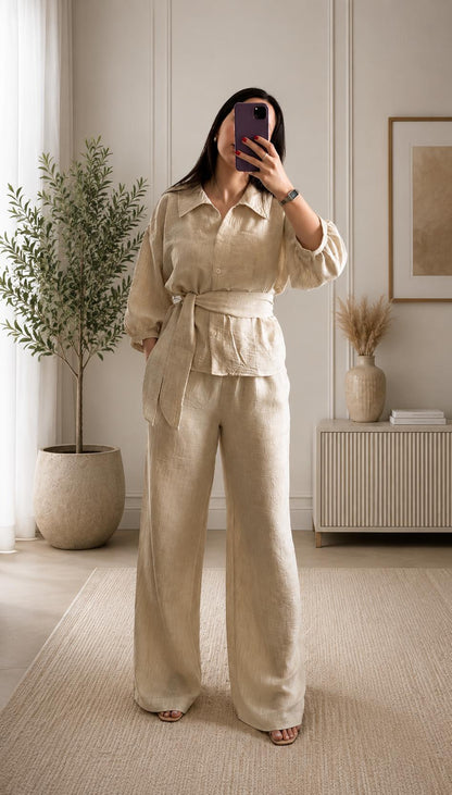 Ensemble moderne en lin 100% italien - اونسوبل أنيق بقصة عصرية - Billamod