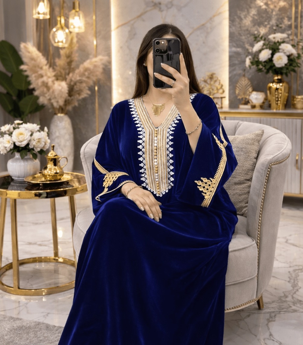 قفطان المبرة الفاخر بتطريز تقليدي راقٍ – أناقة مغربية أصيلة - Billamod